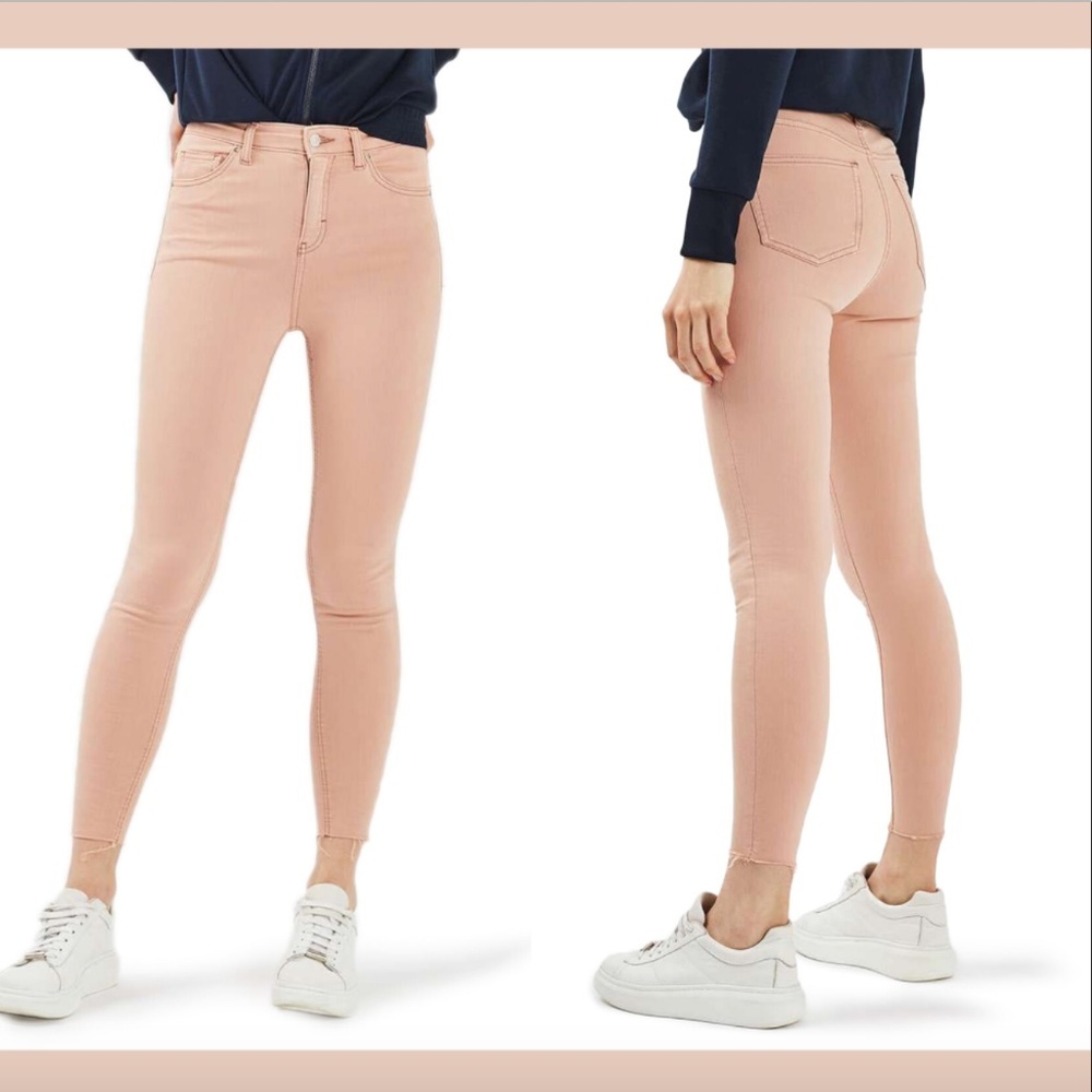 NWT $70‎ Topshop Jamie High Waist Raw Hem Ankle Skinny Jeans [ W 28 L 32 ]